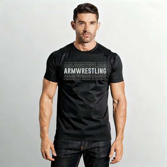 T-shirt with Armwrestling text in Grey #1 - COTTON