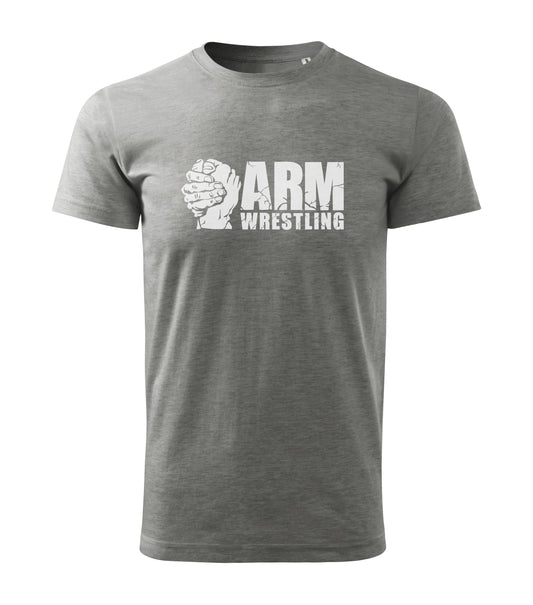 “Armwrestling Grip Logo” Heather Grey Cotton Tee